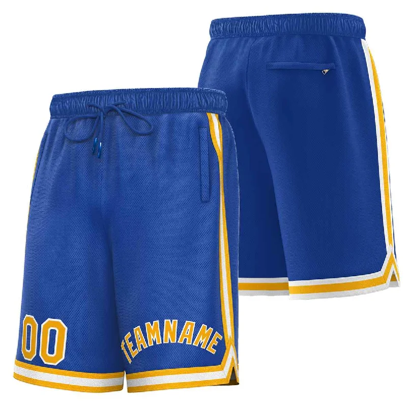 Custom Royal Yellow-White Sport Basketball Shorts