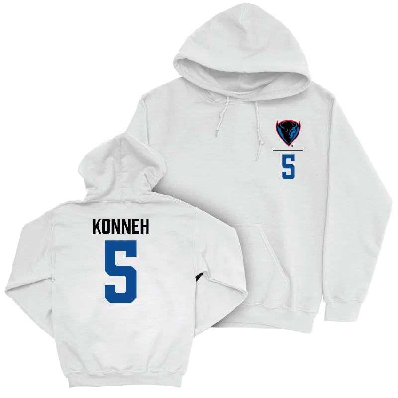 DePaul Men's Basketball White Logo Hoodie - Sekou Konneh | #5