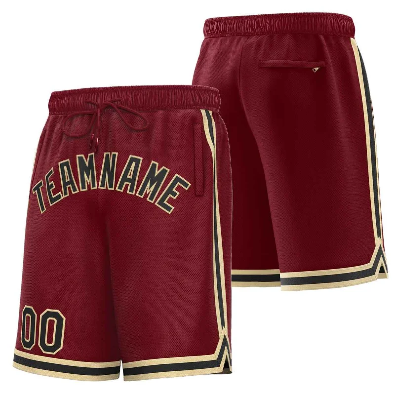 Custom Maroon Black-Old Gold Sport Basketball Shorts