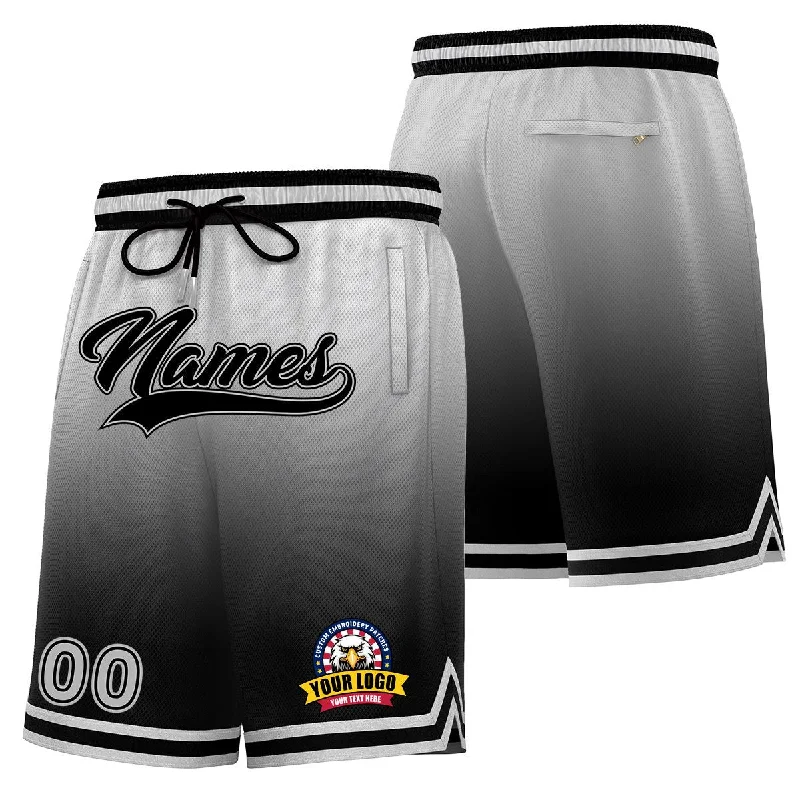 Custom Gray Black Personalized Gradient Fashion Basketball Shorts