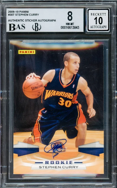 Stephen Curry Autographed 2009-10 Panini Rookie Card #307 Golden State Warriors BGS 8 Auto Grade Gem Mint 10 Beckett BAS #16613843