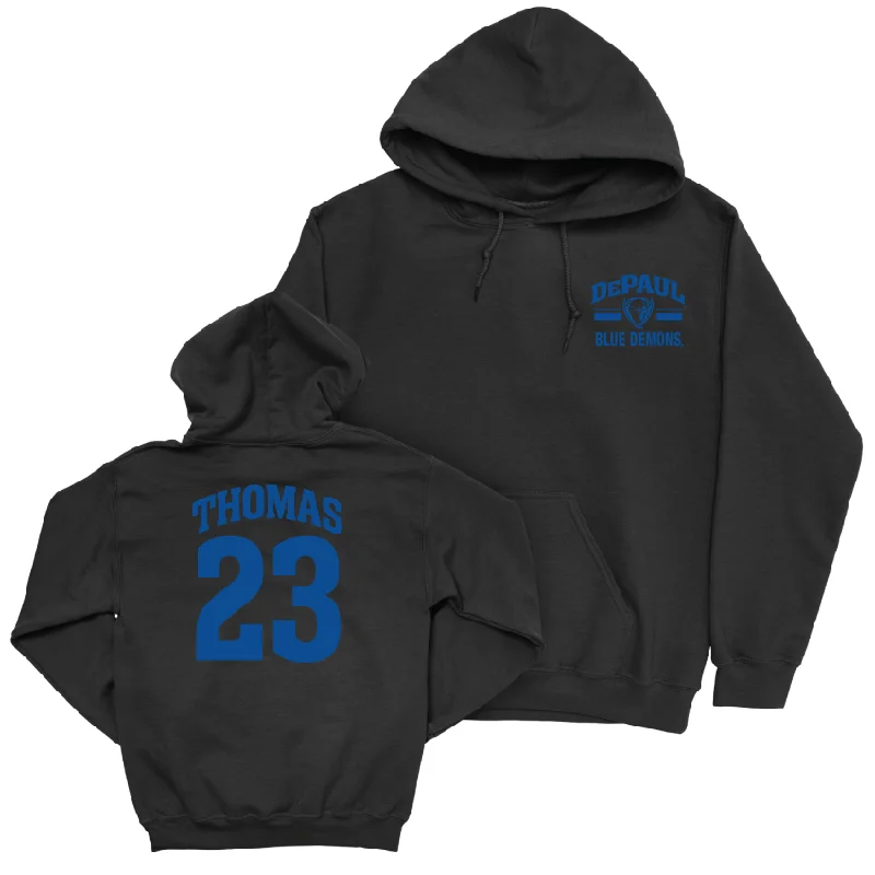 DePaul Men's Basketball Black Victory Hoodie - David Thomas | #23