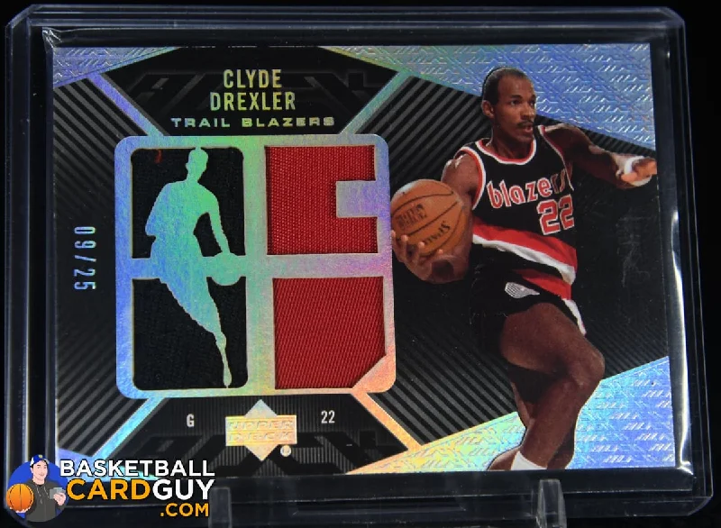 Clyde Drexler 2007-08 UD Black NBA Logo Jersey Quad #/25