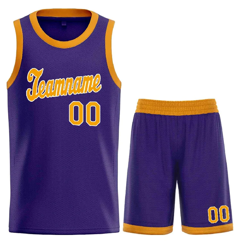 Custom Purple Yellow-White Classic Sets Sports Uniform Basketball Jersey