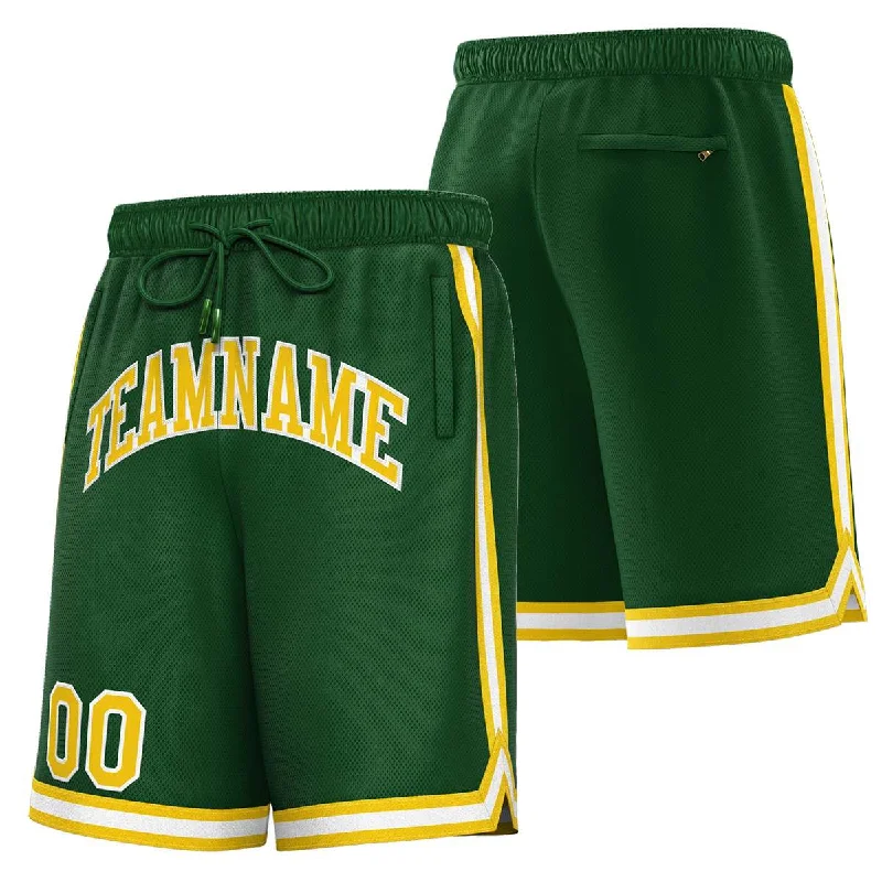 Custom Green Yellow-White Sport Basketball Shorts