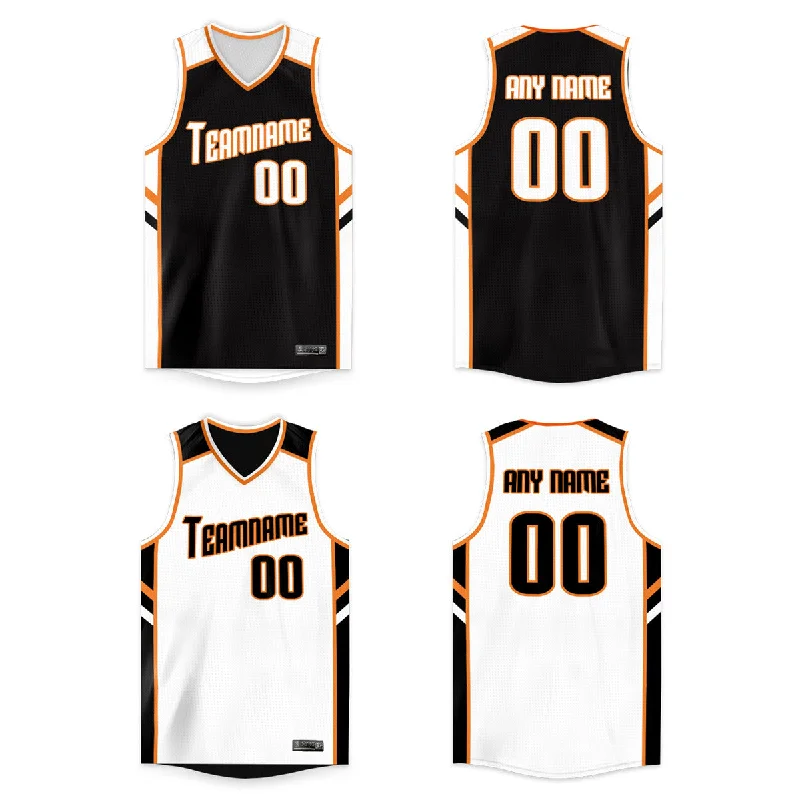 Custom White orange Double Side Tops Basketball Jersey