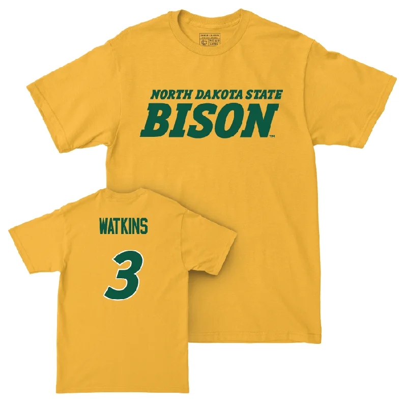 Gold Men's Basketball Bison Tee - Brennan Watkins