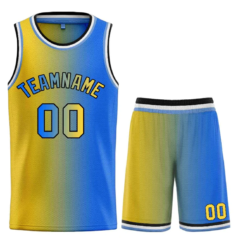 Custom Yellow Royal-Black Bull Gradient Fashion Sets Basketball Jersey