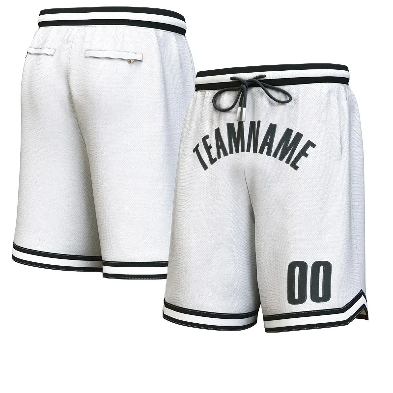 Custom White Black Personalized Basketball Shorts