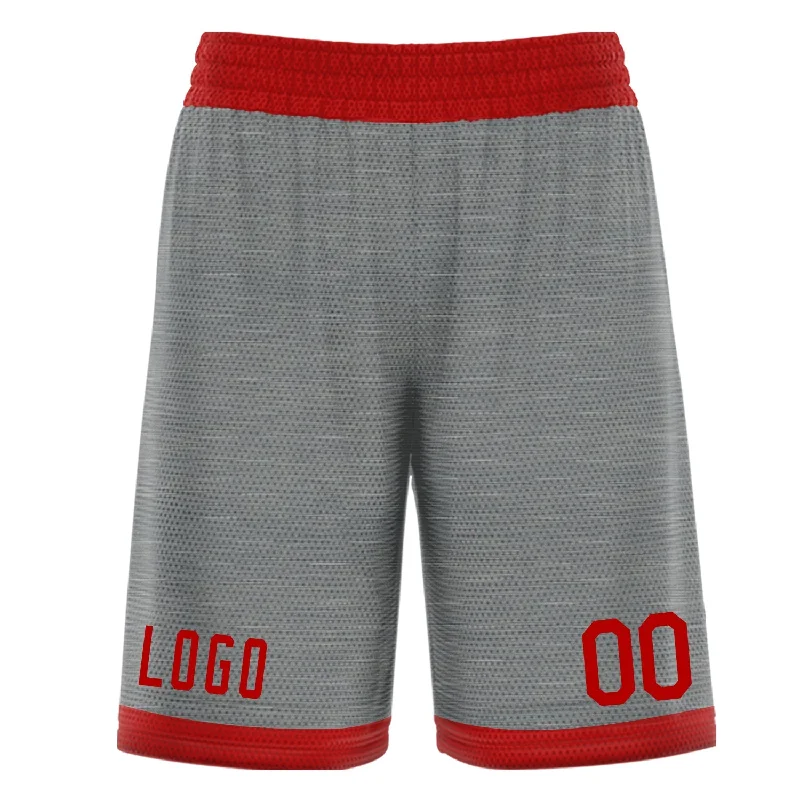 Custom Gray Red Basketball Shorts