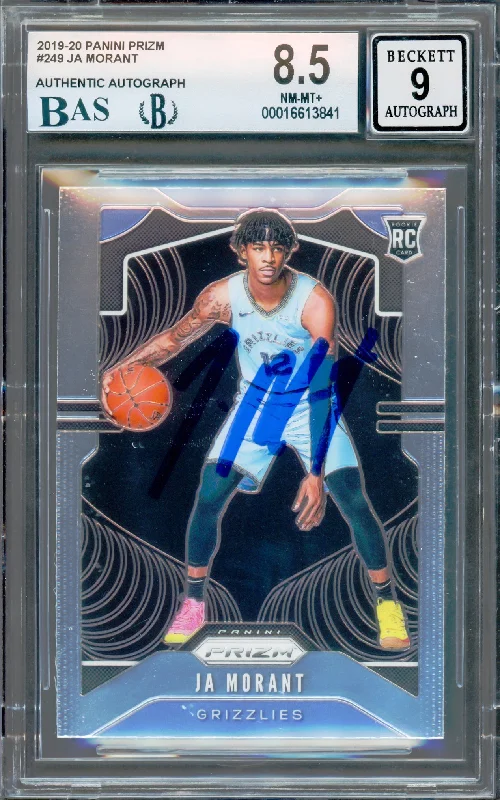 Ja Morant Autographed 2019-20 Panini Prizm Rookie Card #249 Memphis Grizzlies BGS 8.5 Auto Grade Mint 9 Beckett BAS #16643841