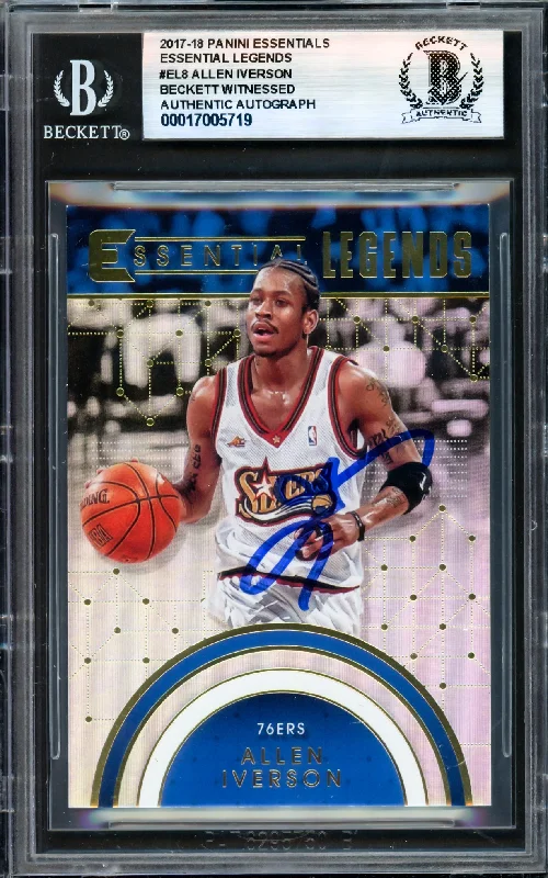 Allen Iverson Autographed 2017-18 Panini Essentials Legends Card #EL8 Philadelphia 76ers Beckett BAS Witness #17005719