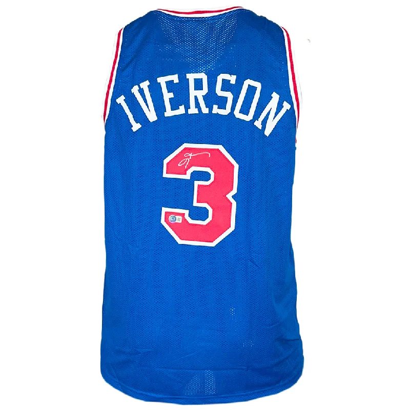 Allen Iverson Signed Philadelphia Blue The Answer Basketball Jersey (Beckett)