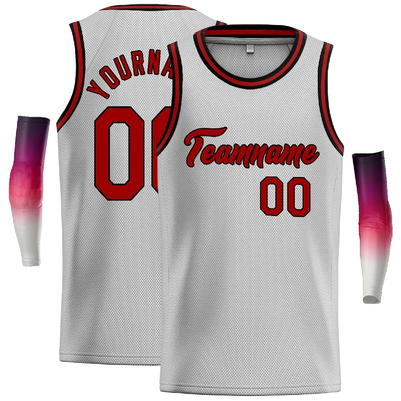 Custom Gray Maroon-Black Classic Tops Casual Basketball Jersey