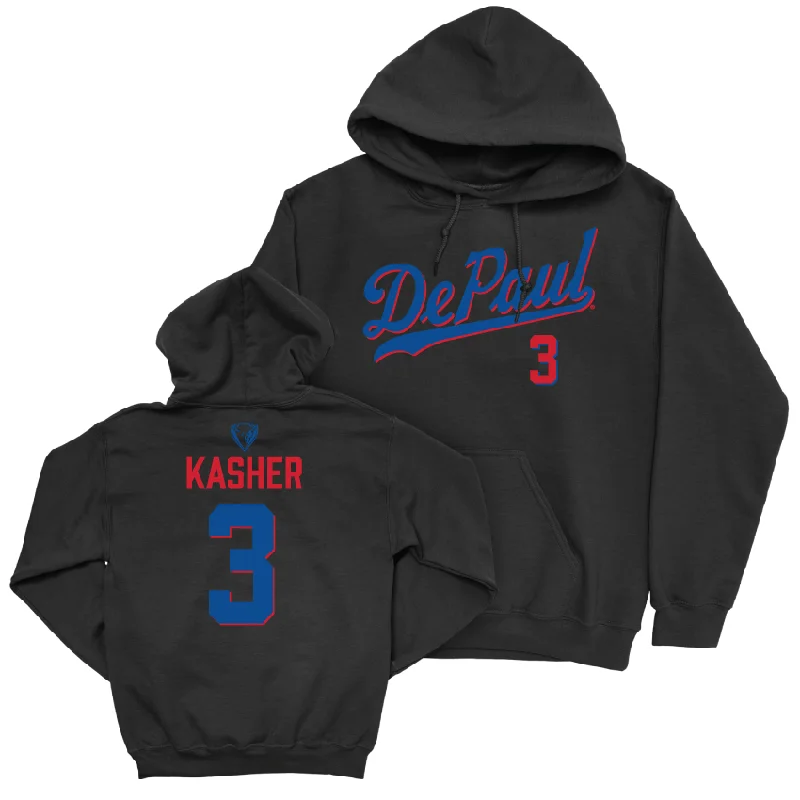 DePaul Men's Basketball Black Script Hoodie - Nate Kasher | #3