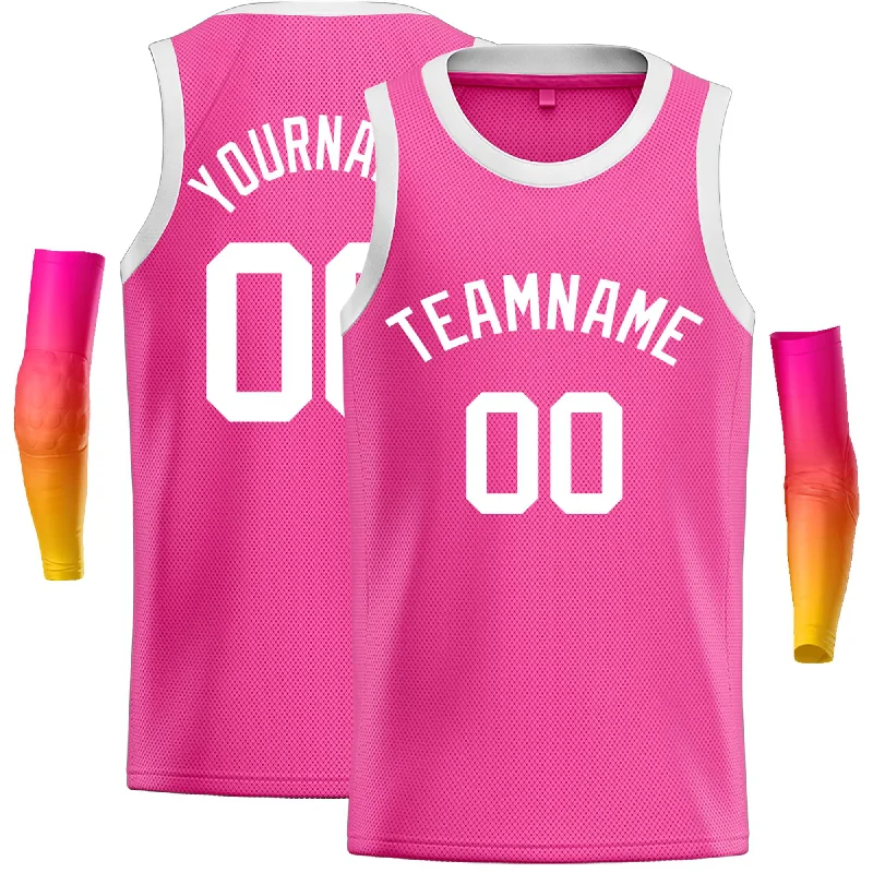 Custom Pink White Classic Tops Casual Basketball Jersey