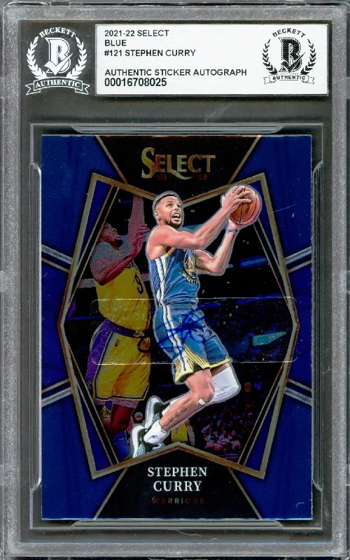 Stephen Curry Autographed 2021-22 Select Blue Card #121 Golden State Warriors Beckett BAS #16708025