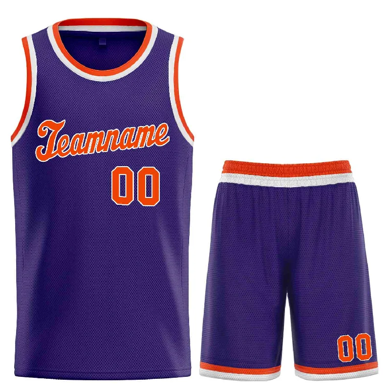 Custom Purple Orange-White Classic Sets Sports Uniform Basketball Jersey