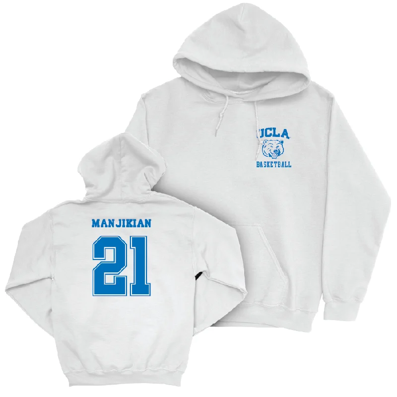 UCLA Men's Basketball White Smiley Joe Hoodie  - Evan Manjikian