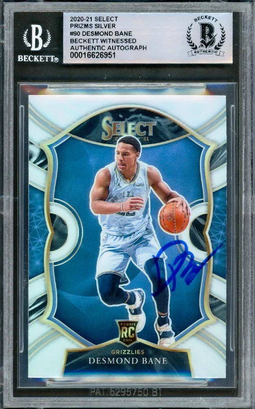 Desmond Bane Autographed 2020-21 Panini Select Prizms Silver Rookie Card #90 Memphis Grizzlies Beckett BAS Witnessed #16626951