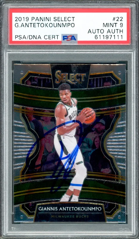 Giannis Antetokounmpo Autographed 2019 Panini Select Rookie Card #22 Milwaukee Bucks PSA 9 PSA/DNA #61197111