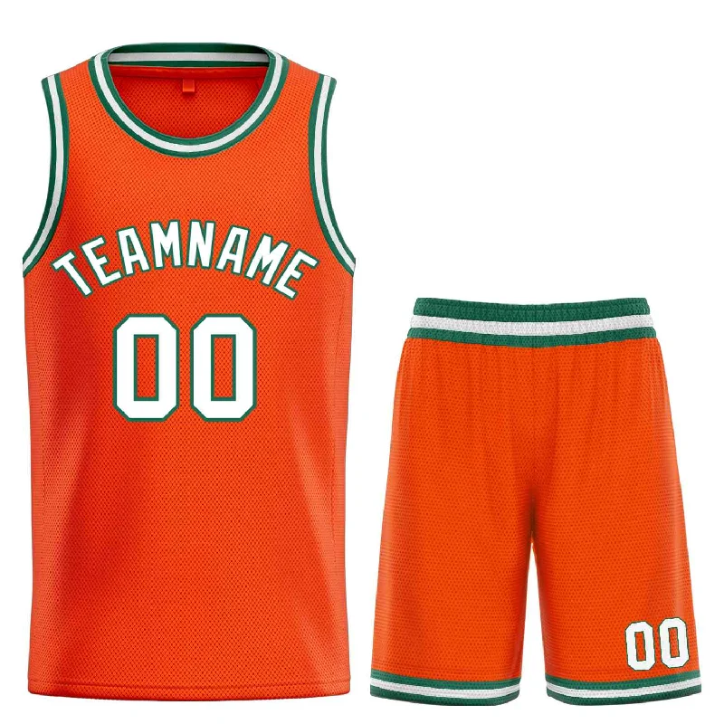 Custom Orange White-Green Bull Classic Sets Basketball Jersey