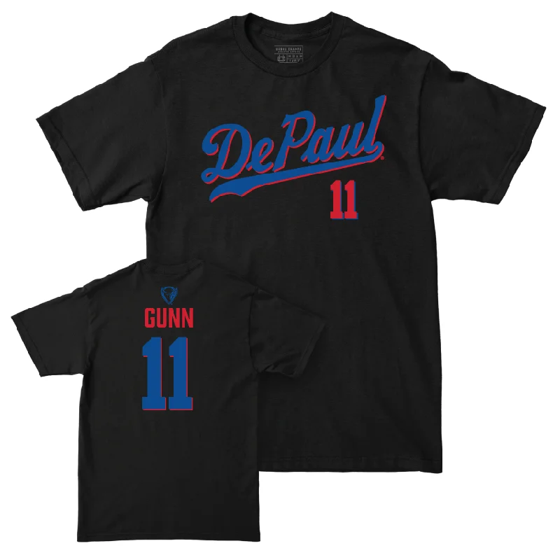 DePaul Men's Basketball Black Script Tee - CJ Gunn | #11