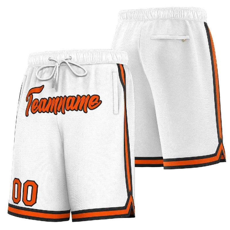 Custom White Orange-Black Sport Basketball Shorts