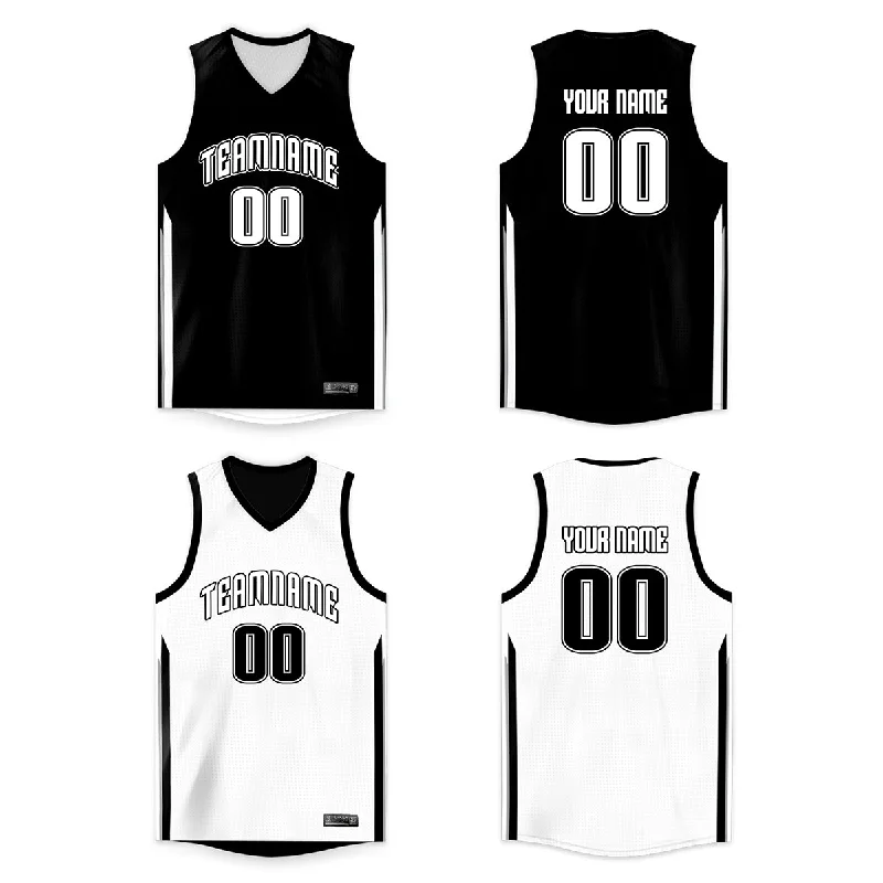 Custom Black White Double Side Tops Sports Basketball Jersey