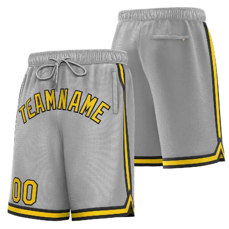 Custom Gray Gold-Black Sport Basketball Shorts