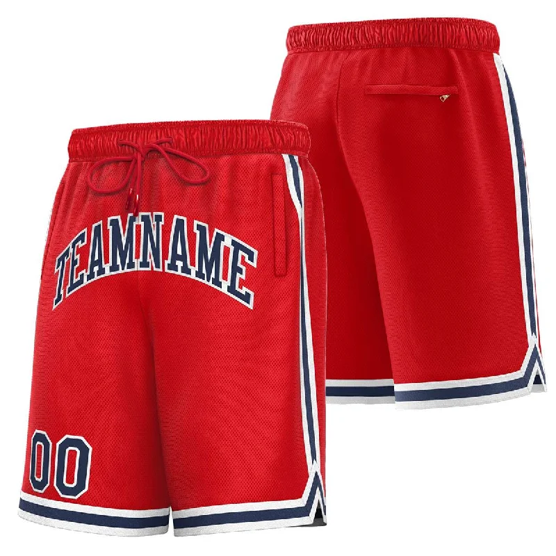 Custom Red Navy-White Sport Basketball Shorts