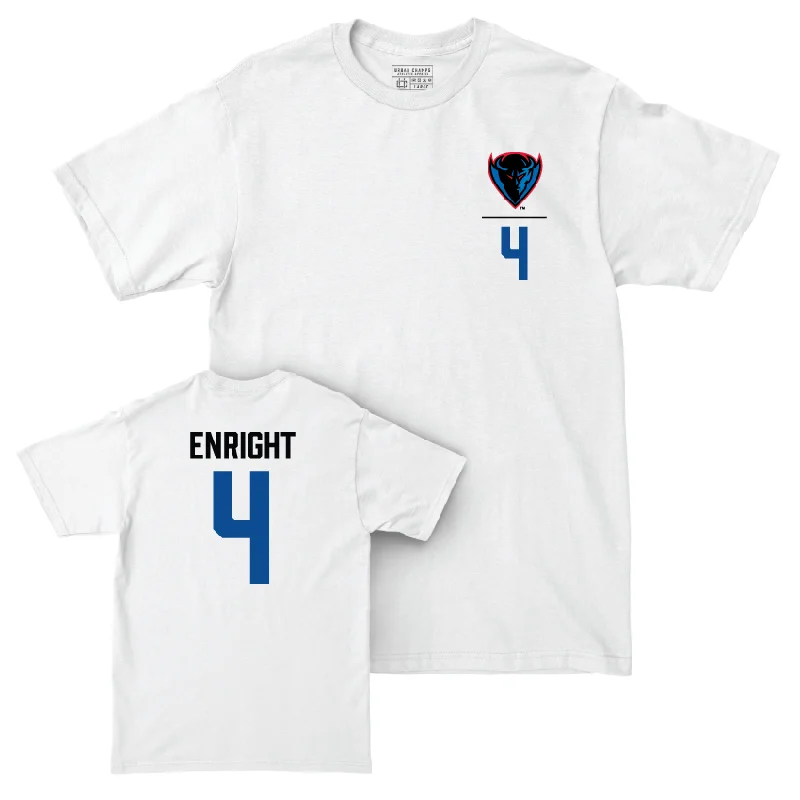 DePaul Men's Basketball White Logo Comfort Colors Tee - Conor Enright | #4