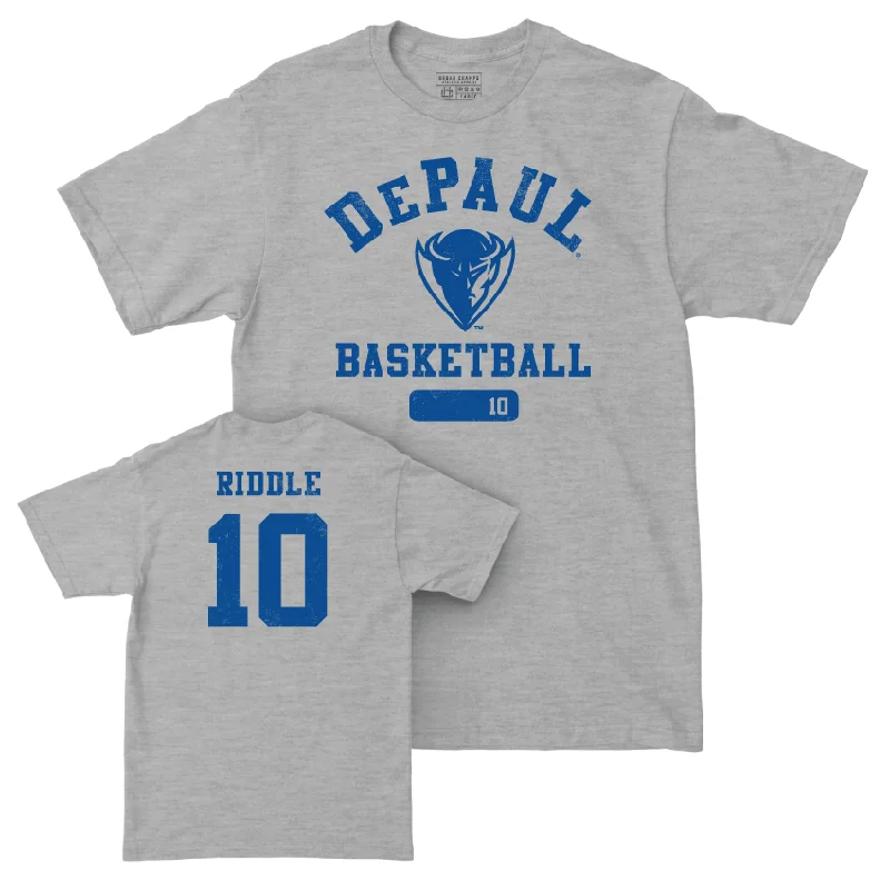 DePaul Men's Basketball Sport Grey Varsity Tee - Chris Riddle | #10