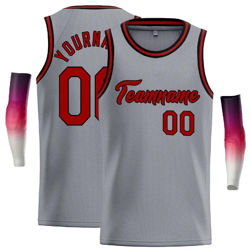 Custom Dark Gray Red-Black Classic Tops Casual Basketball Jersey