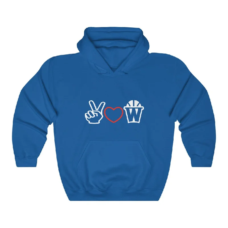 Peace, Love and Basketball Hooded Sweatshirt in Blue