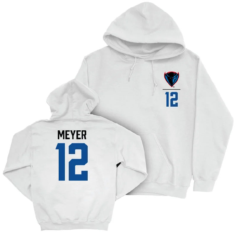 DePaul Men's Basketball White Logo Hoodie - Jacob Meyer | #12