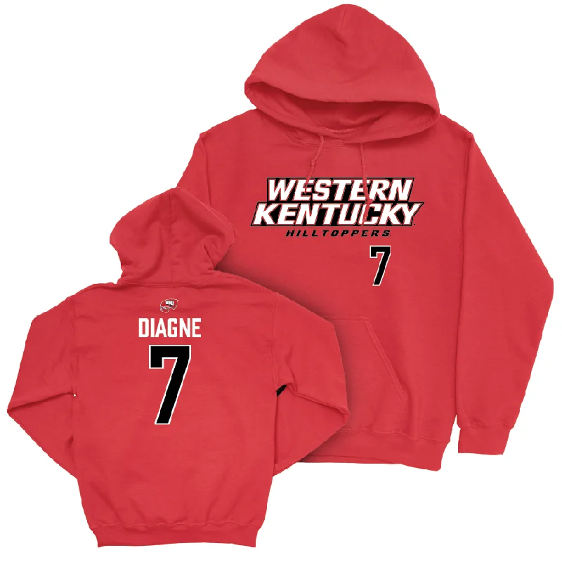 WKU Men's Basketball Red Sideline Hoodie - Fallou Diagne | #7