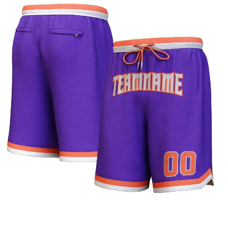 Custom Purple Gray-Orange Personalized Basketball Shorts