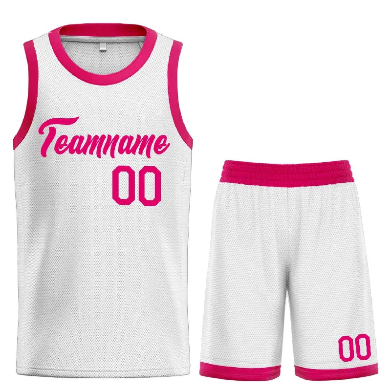 Custom White Pink Heal Sports Uniform Classic Sets Basketball Jersey