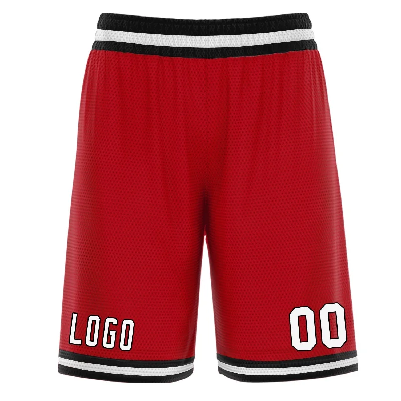 Custom Red Black White Basketball Shorts