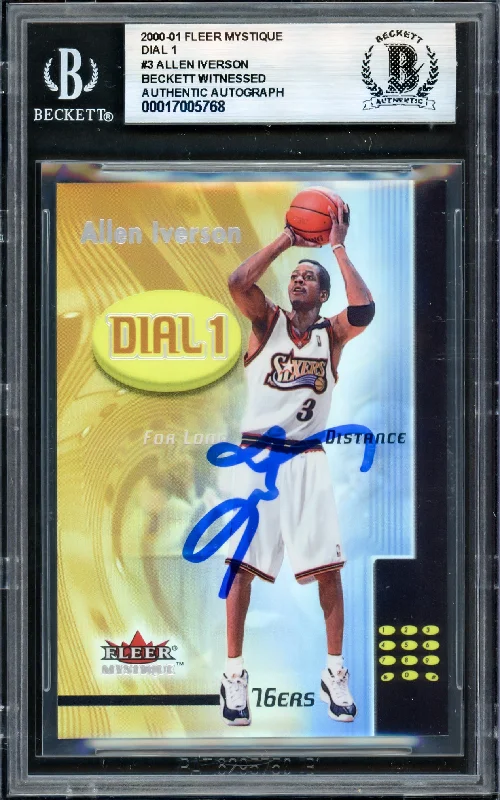 Allen Iverson Autographed 2000-01 Fleer Mystique Dial 1 Card #3 Philadelphia 76ers Beckett BAS Witness #17005768