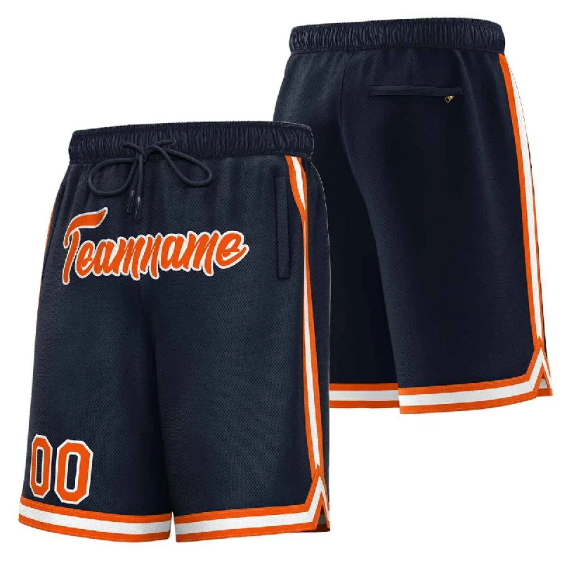 Custom Navy Orange-White Sport Basketball Shorts