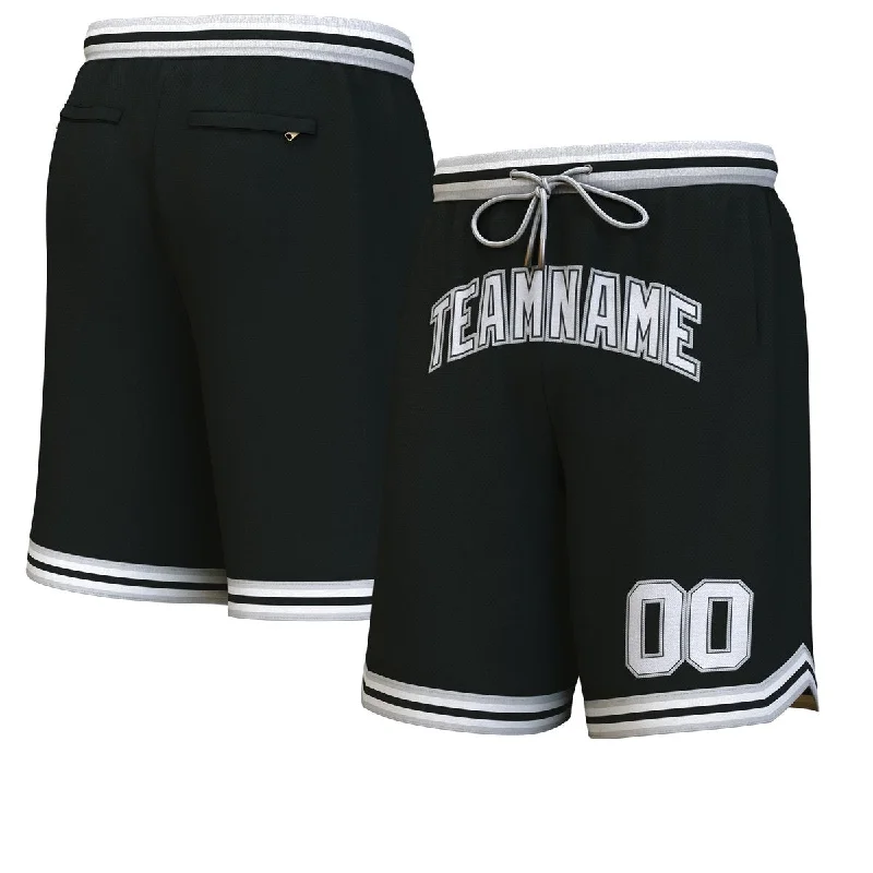 Custom Black White-Gray Personalized Basketball Shorts