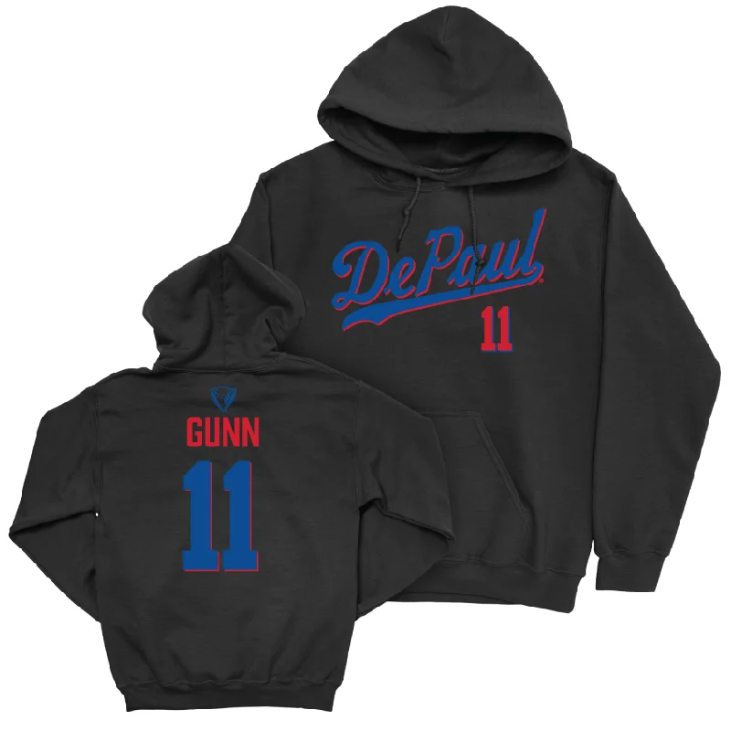 DePaul Men's Basketball Black Script Hoodie - CJ Gunn | #11