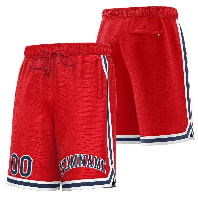 Custom Red Navy-White Sport Basketball Shorts