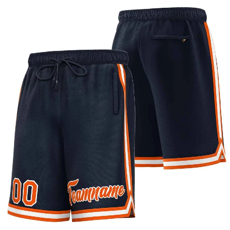 Custom Navy Orange-White Sport Basketball Shorts