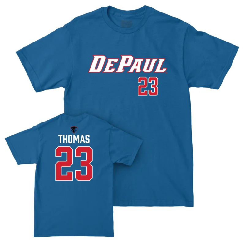 DePaul Men's Basketball Royal Sideline Tee - David Thomas | #23