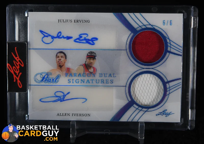 2022 Leaf Pearl JULIUS ERVING / ALLEN IVERSON Paragon Dual Auto / Jersey #6/6