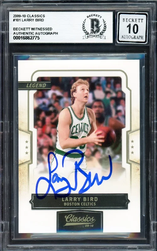 Larry Bird Autographed 2009-10 Panini Classics Card #101 Boston Celtics Auto Grade Gem Mint 10 #700/999 Beckett BAS Witness #16862775