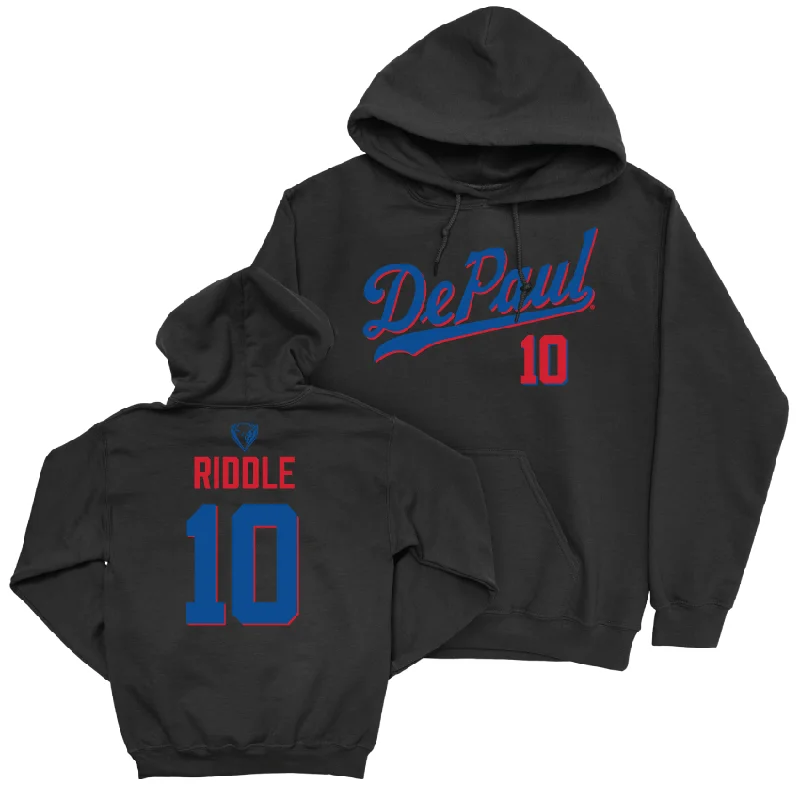 DePaul Men's Basketball Black Script Hoodie - Chris Riddle | #10